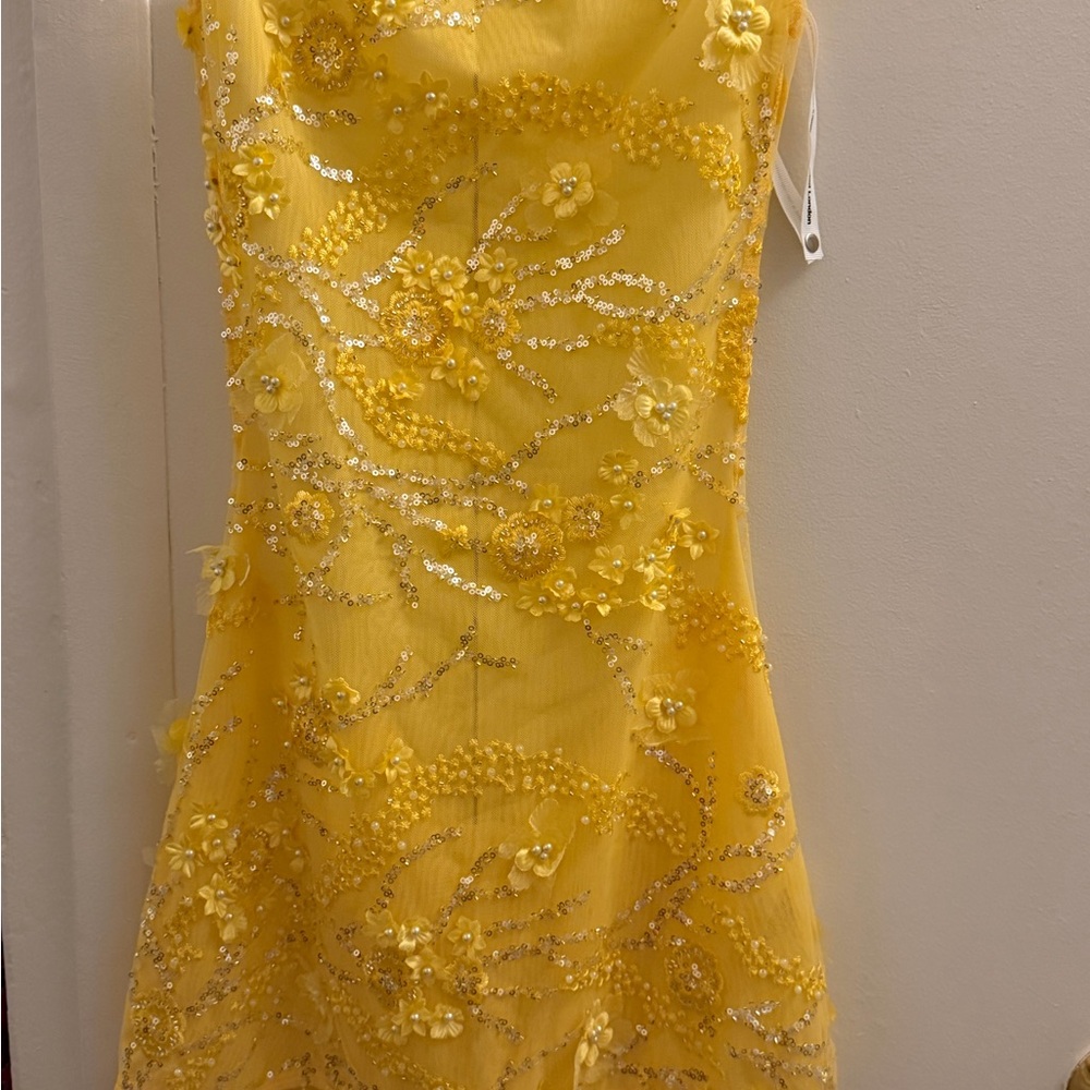 Jaded London Yellow Embellished Backless Mini Dress - Picture 3 of 4